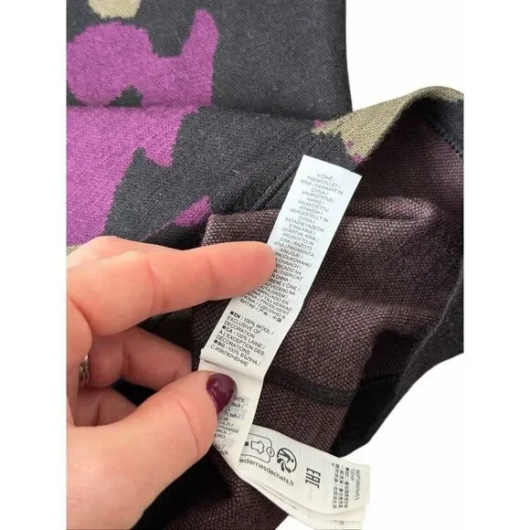 Icebreaker Long Sleeve Crew Top Shirt 260 Vertex Wool Camo Black Purple Green si - Picture 9 of 10